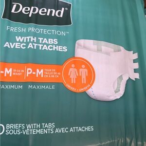 Depend Adult Diapers Tabs Incontinence Protection Small Medium P 20 Count
